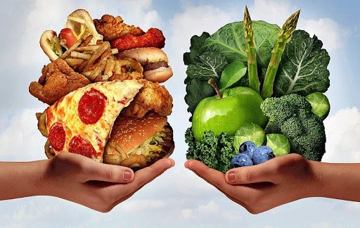 healthy food and junk food